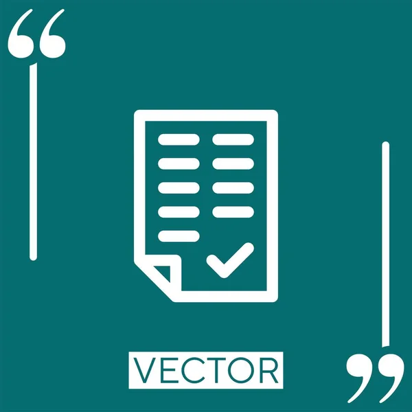 Test Icône Vectorielle Icône Linéaire Ligne Caressée Modifiable — Image vectorielle