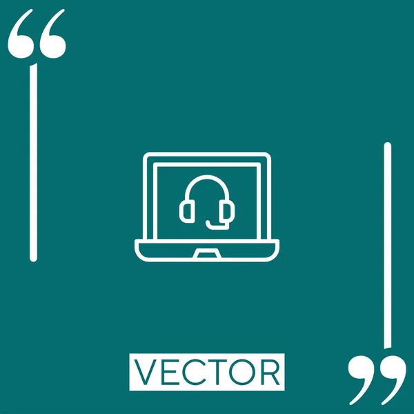 Icono Del Vector Del Reproductor Vídeo Icono Lineal Línea Acariciada — Archivo Imágenes Vectoriales