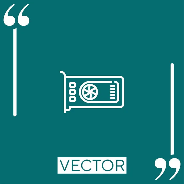 Tarjeta Vídeo Icono Vectorial Icono Lineal Línea Acariciada Editable — Vector de stock