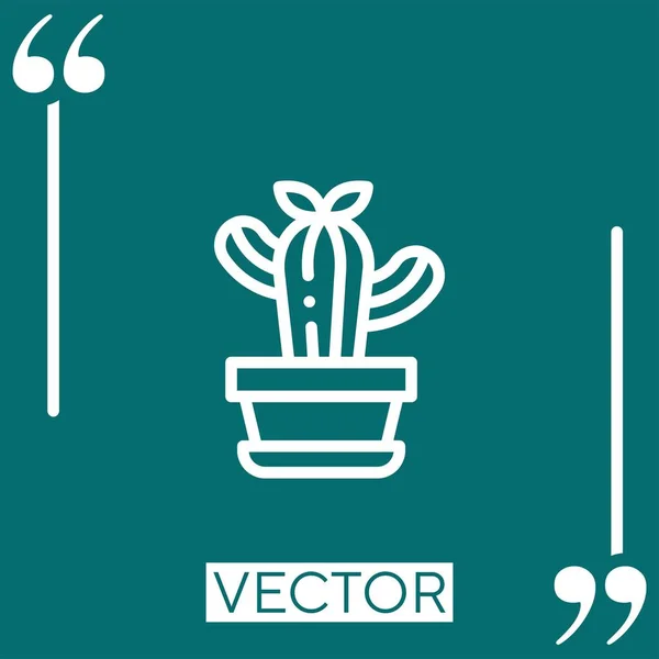 Cactus Vector Icon Icono Lineal Línea Acariciada Editable — Vector de stock