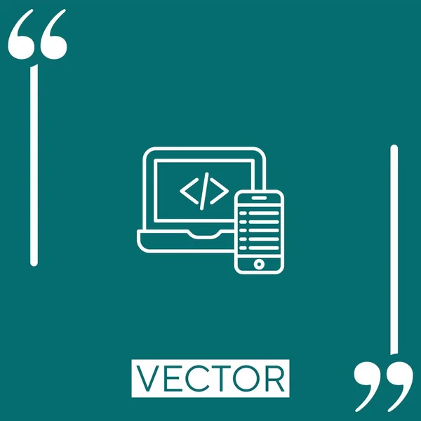 Kód Lineáris Ikon Szerkeszthető Vonal — Stock Vector