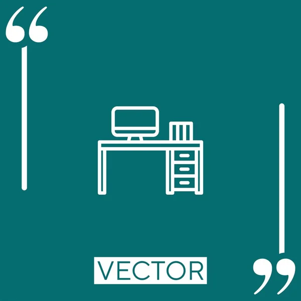 Icono Del Vector Escritorio Icono Lineal Línea Acariciada Editable — Vector de stock