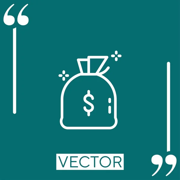 Dinheiro Saco Vetor Ícone Ícone Linear Linha Encadeada Editável — Vetor de Stock