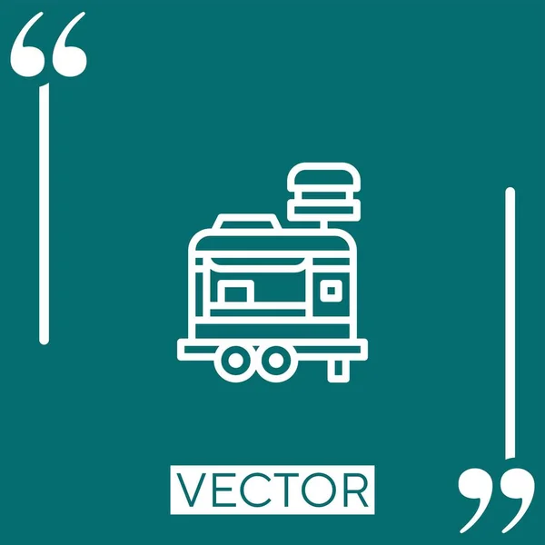 Food Truck Vektor Symbol Lineares Symbol Bearbeitbare Strichlinie — Stockvektor