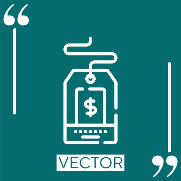 Ícone Vetor Tag Preço Ícone Linear Linha Encadeada Editável — Vetor de Stock