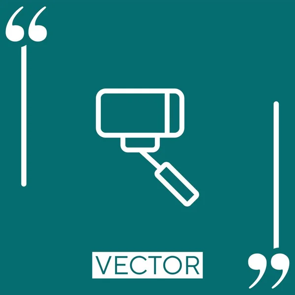 Selfie Stick Vektor Symbol Lineares Symbol Bearbeitbare Strichlinie — Stockvektor