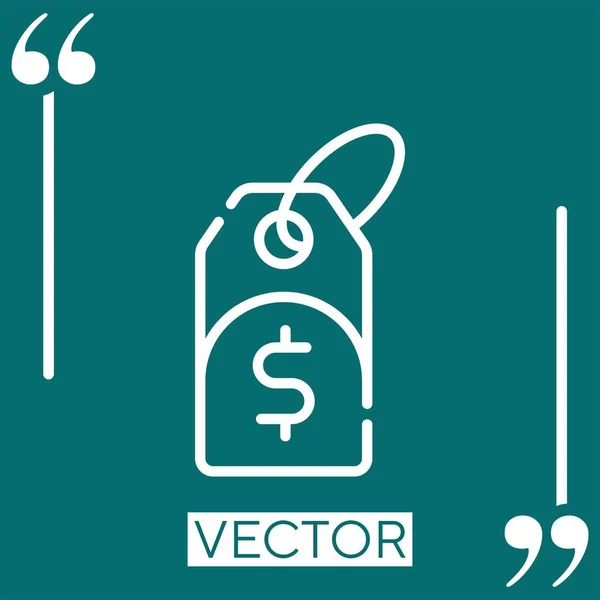 Tag Vector Icon Icono Lineal Línea Acariciada Editable — Vector de stock