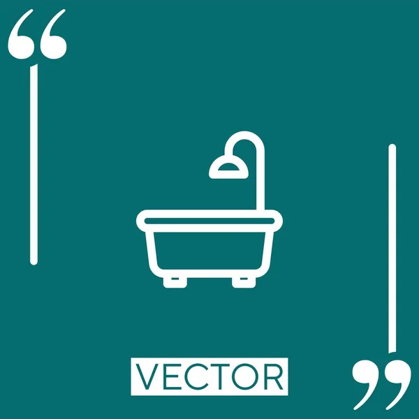 Badewannen Vektor Symbol Lineares Symbol Bearbeitbare Strichlinie — Stockvektor