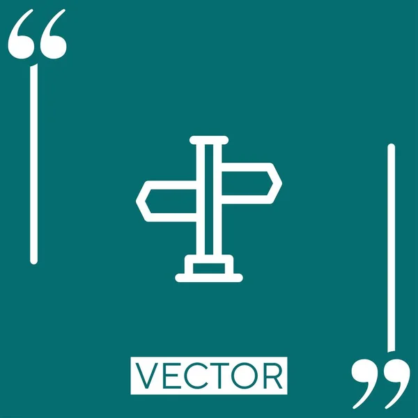 Signo Direccional Icono Vectorial Icono Lineal Línea Acariciada Editable — Vector de stock
