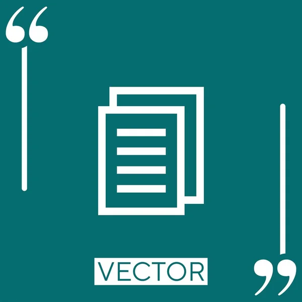 Ícone Vetor Documento Ícone Linear Linha Encadeada Editável — Vetor de Stock