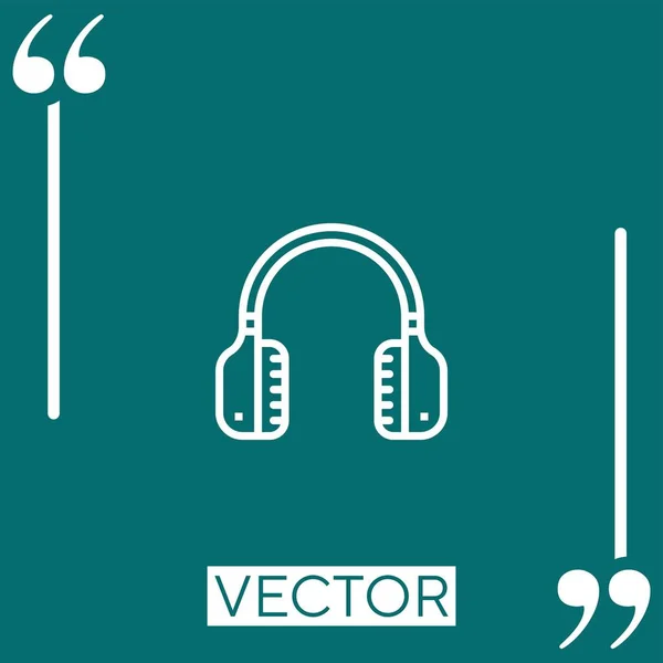 Icono Del Vector Auriculares Icono Lineal Línea Acariciada Editable — Vector de stock