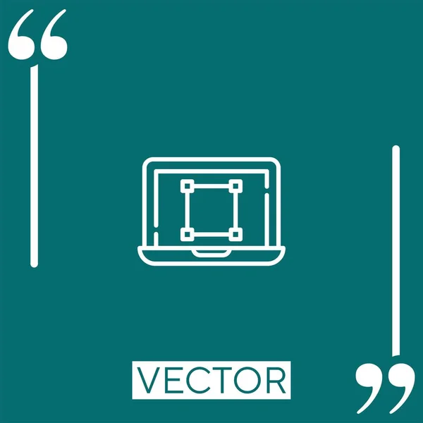 Laptop Vektorsymbol Lineares Symbol Bearbeitbare Strichlinie — Stockvektor