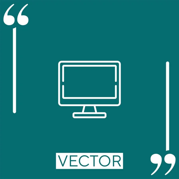 Monitor Vector Icono Icono Lineal Línea Acariciada Editable — Vector de stock