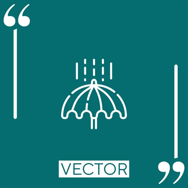 Rain Vector Icon Icono Lineal Línea Acariciada Editable — Vector de stock