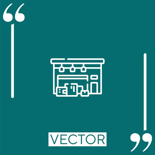 Ícone Vetor Armazém Ícone Linear Linha Encadeada Editável — Vetor de Stock