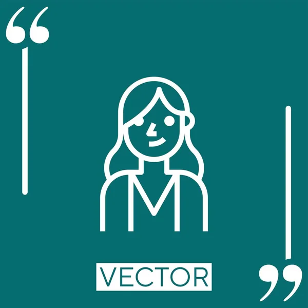 Mujer Negocios Icono Vectorial Icono Lineal Línea Acariciada Editable — Vector de stock