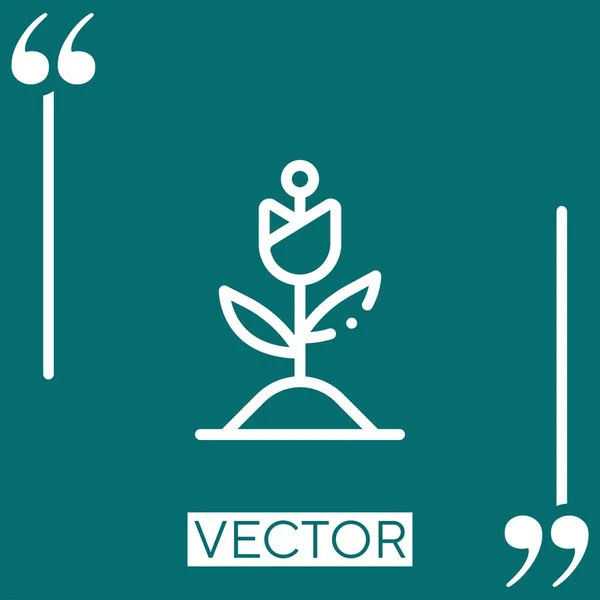 Ícone Vetor Flor Ícone Linear Linha Encadeada Editável — Vetor de Stock