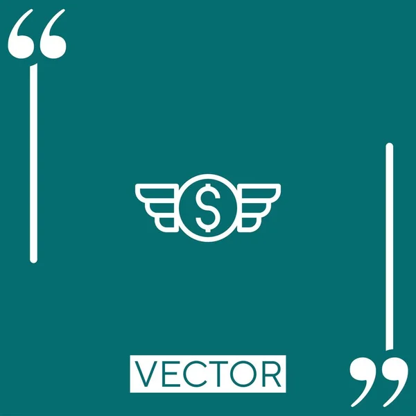 Wing Vector Icon Icono Lineal Línea Acariciada Editable — Vector de stock