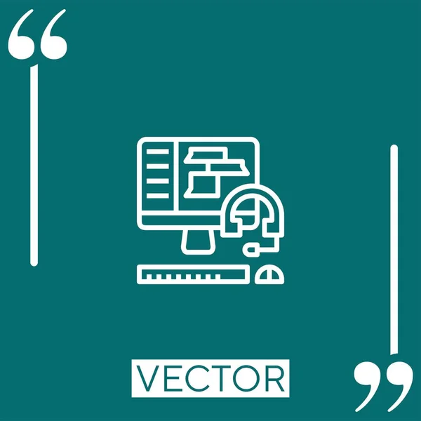 Ícone Vetor Computador Ícone Linear Linha Encadeada Editável — Vetor de Stock