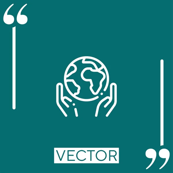 Globo Terrestre Vector Icono Icono Lineal Línea Acariciada Editable — Vector de stock
