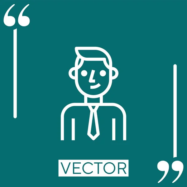 Business Man Vector Icon Icono Lineal Línea Acariciada Editable — Vector de stock