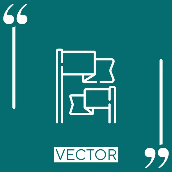 Ícone Vetor Bandeiras Ícone Linear Linha Encadeada Editável — Vetor de Stock