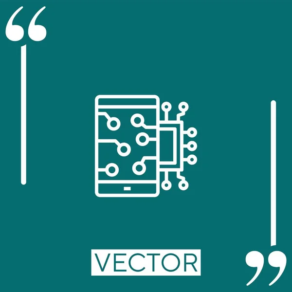 Mobiles Vektorsymbol Lineares Symbol Bearbeitbare Strichlinie — Stockvektor