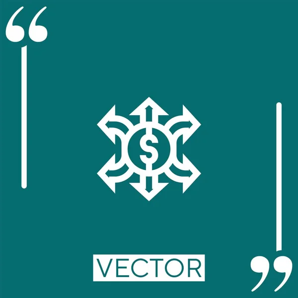 Icono Del Vector Flujo Dinero Icono Lineal Línea Acariciada Editable — Vector de stock