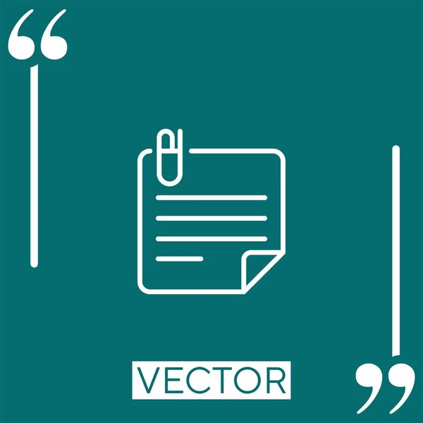 Pegajoso Icono Vector Nota Icono Lineal Línea Acariciada Editable — Vector de stock