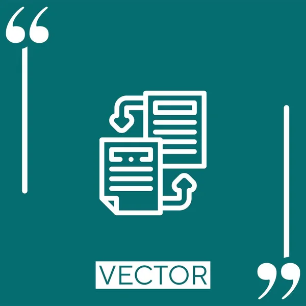 Ícone Vetor Compartilhamento Arquivos Ícone Linear Linha Encadeada Editável — Vetor de Stock