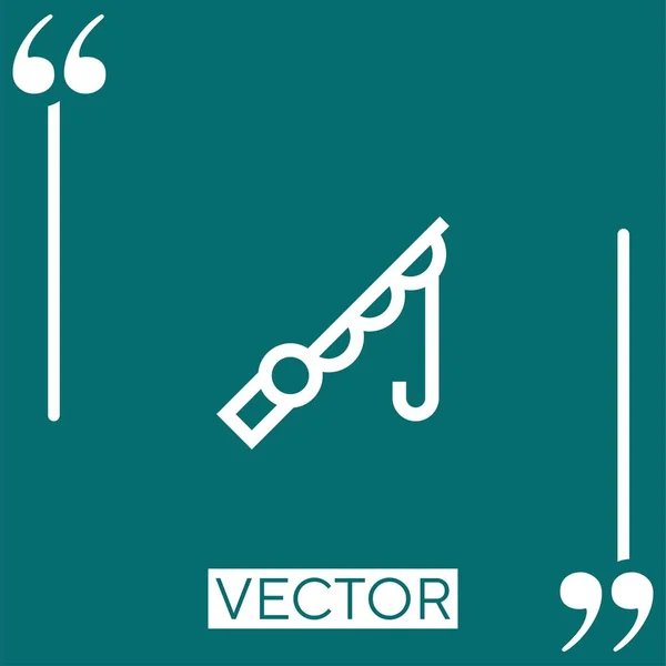 Caña Pescar Icono Vector Icono Lineal Línea Acariciada Editable — Vector de stock