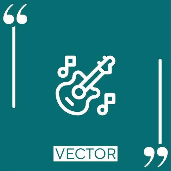 Icono Vector Guitarra Icono Lineal Línea Acariciada Editable — Vector de stock