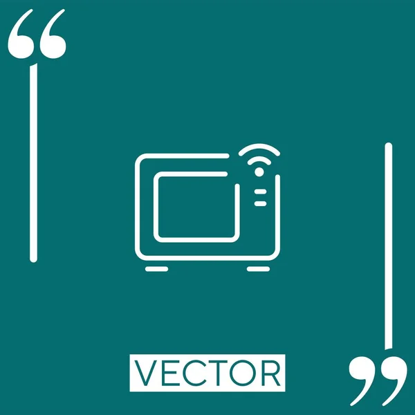 Icono Del Vector Microondas Icono Lineal Línea Acariciada Editable — Vector de stock