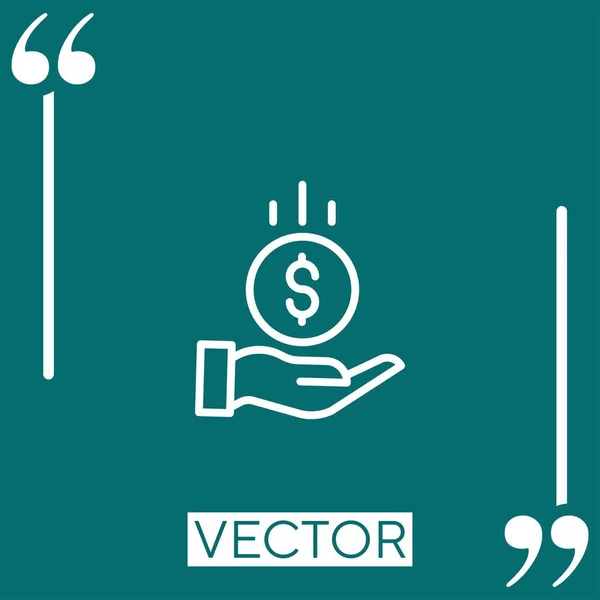 Geld Sparen Vektorsymbol Lineares Symbol Bearbeitbare Strichlinie — Stockvektor