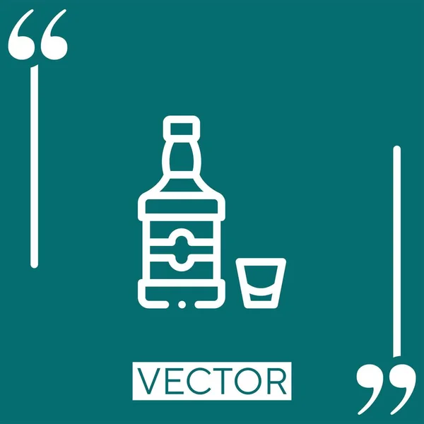 Whiskey Vektor Symbol Lineares Symbol Bearbeitbare Strichlinie — Stockvektor