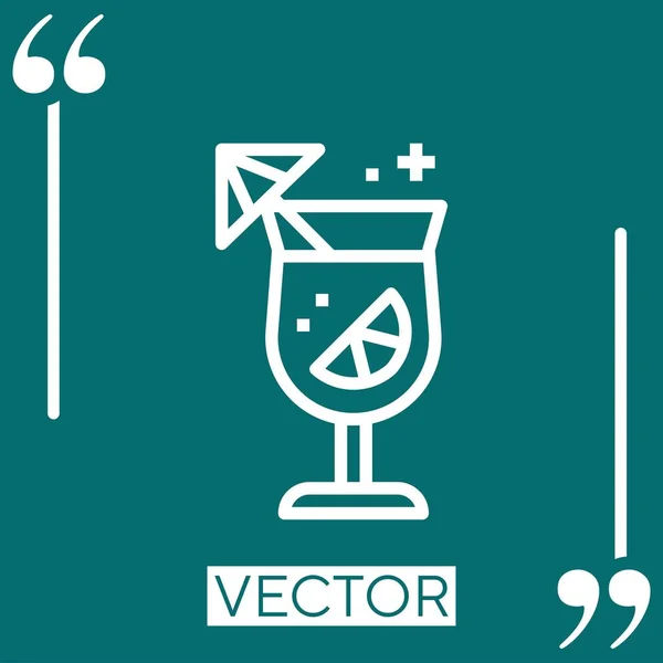 Cocktail Vektor Symbol Lineares Symbol Bearbeitbare Strichlinie — Stockvektor