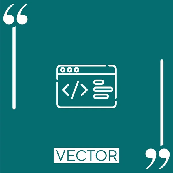 Icône Vectorielle Code Icône Linéaire Ligne Caressée Modifiable — Image vectorielle
