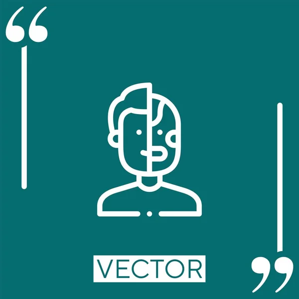 Cyborg Vector Icon Icono Lineal Línea Acariciada Editable — Vector de stock