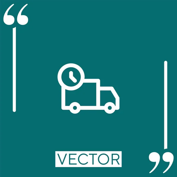 Lieferwagen Vektor Symbol Lineares Symbol Bearbeitbare Strichlinie — Stockvektor