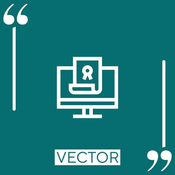 Diplom Vektorsymbol Lineares Symbol Bearbeitbare Strichlinie — Stockvektor