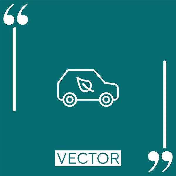 Eco Car Vector Icon Icono Lineal Línea Acariciada Editable — Vector de stock