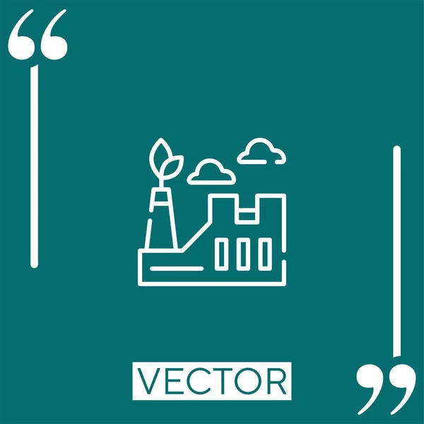 Eco Factory Vektor Symbol Lineares Symbol Bearbeitbare Strichlinie — Stockvektor