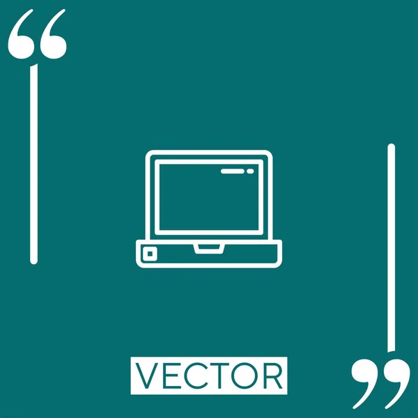 Ícone Vetor Laptop Ícone Linear Linha Encadeada Editável — Vetor de Stock