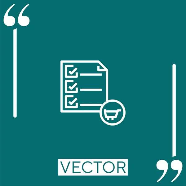 Иконка Вектора Списка Покупок Редактируемая Линия — стоковый вектор