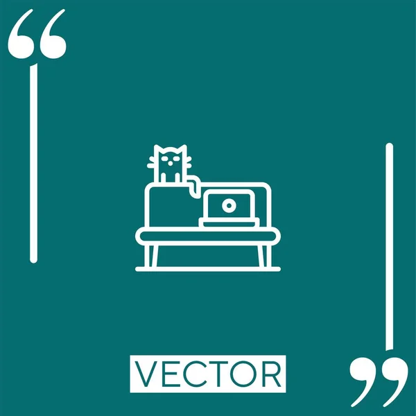 Sofá Vector Icono Icono Lineal Línea Acariciada Editable — Vector de stock