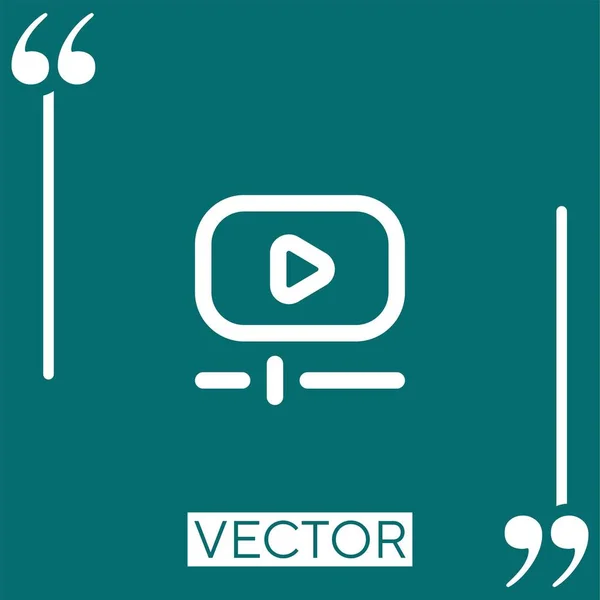 Video Marketing Vektor Symbol Lineares Symbol Bearbeitbare Strichlinie — Stockvektor