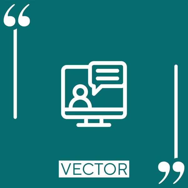 Icono Del Vector Videollamada Icono Lineal Línea Acariciada Editable — Vector de stock