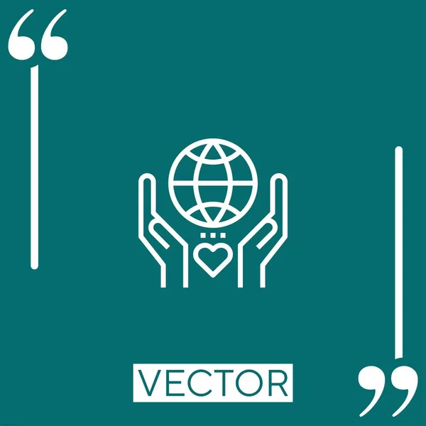 Ícone Vetor Caridade Ícone Linear Linha Encadeada Editável — Vetor de Stock