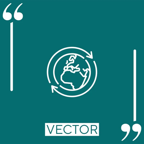 Icono Vectorial Mundial Icono Lineal Línea Acariciada Editable — Vector de stock
