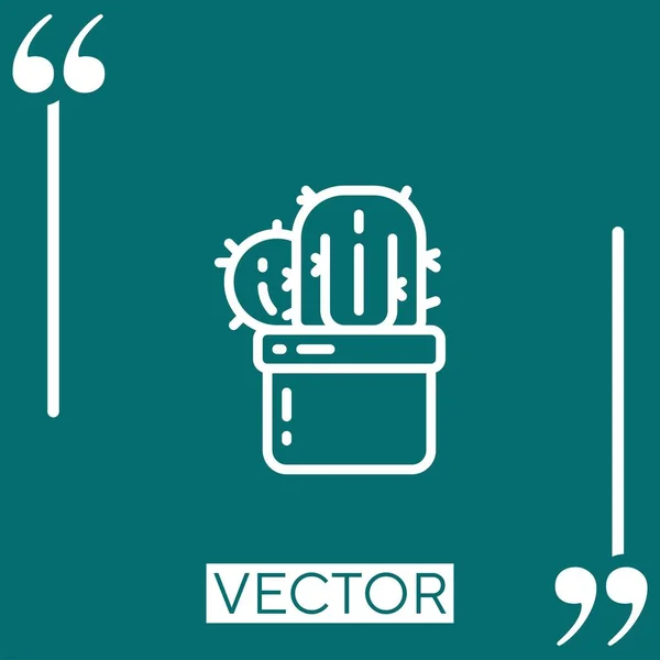 Cactus Vector Icon Linear Icon Editable Stroked Line — Stock Vector